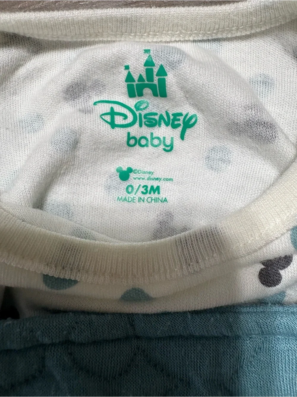 Disney Teal Quilted Mickey Mouse One-Piece with Printed Bodysuit